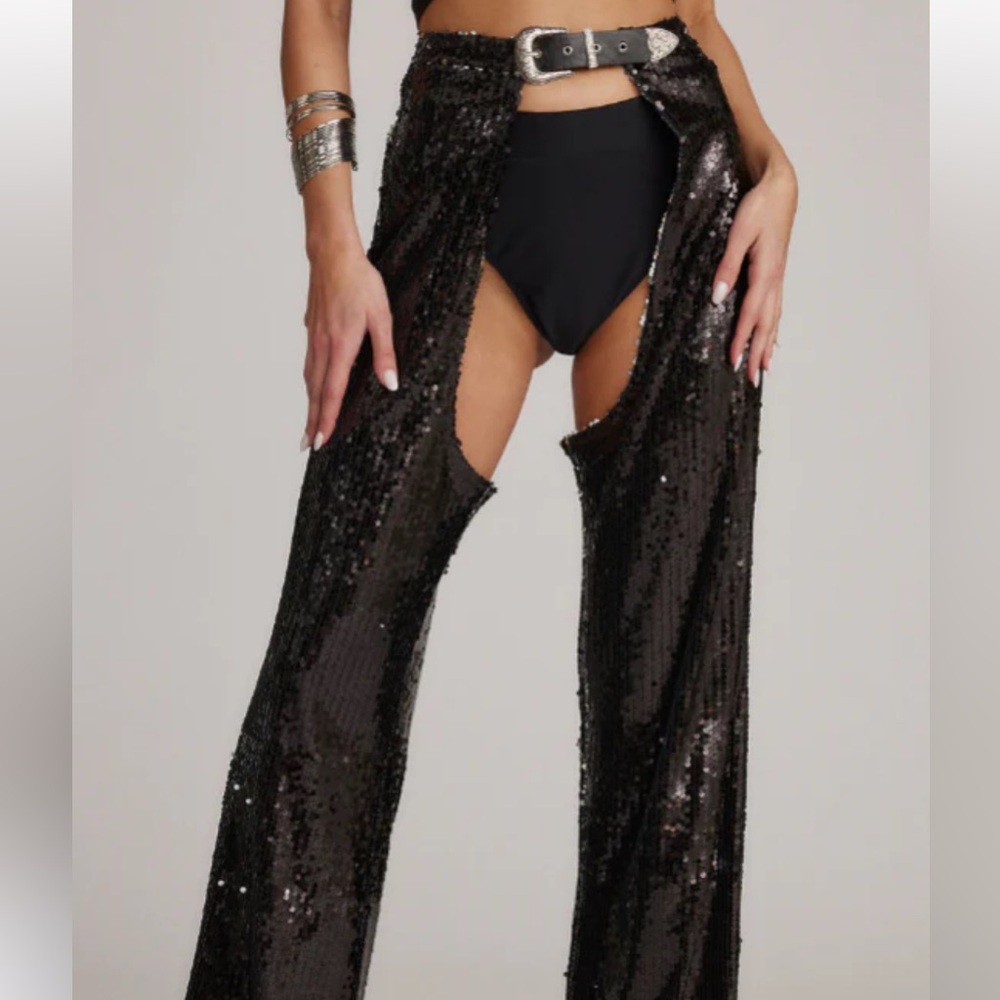 12th Tribe Black Sequin Pants/Chaps